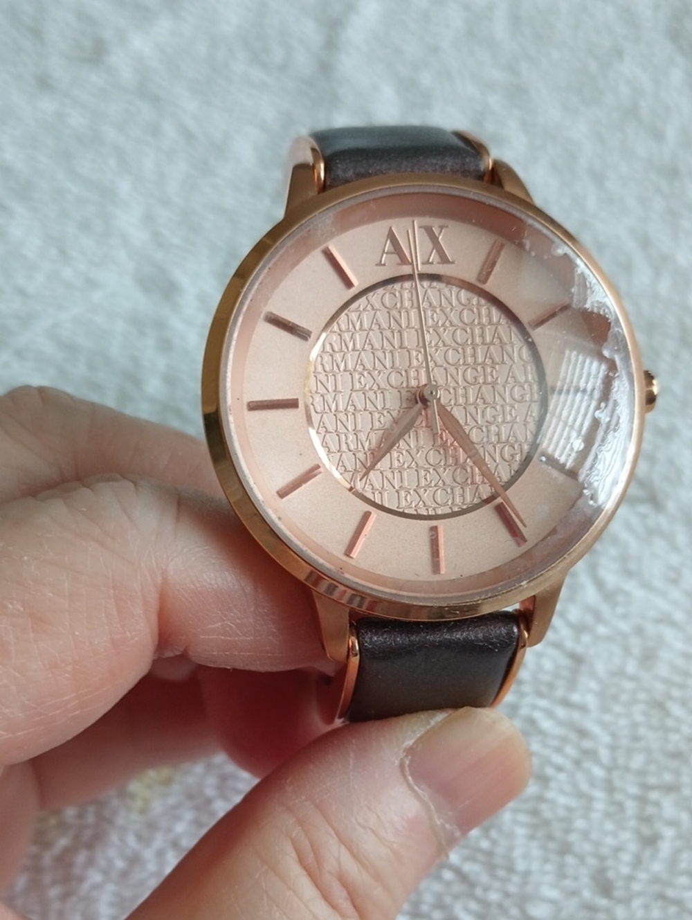 Armani Exchange AX5302 Rose Gold Dial with Brown Leather Strap Watch